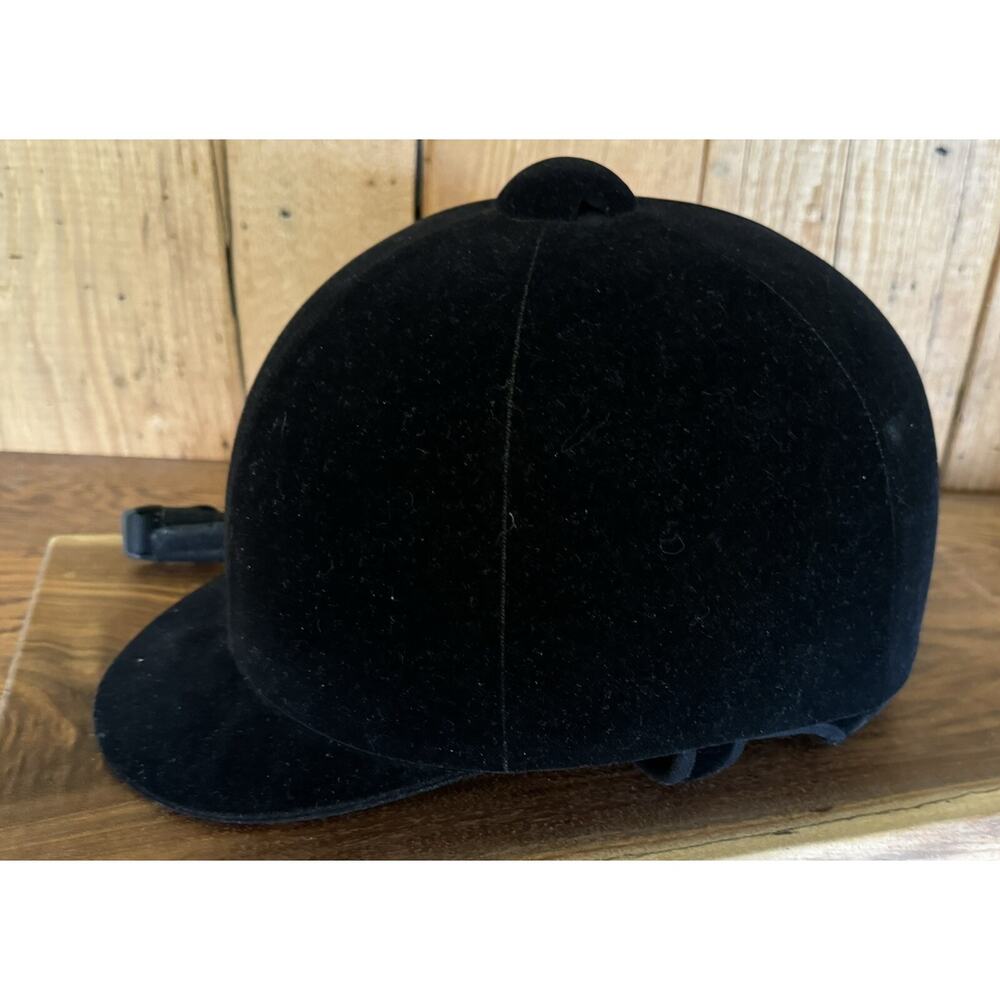International Horse Riding Helmet Black Velvet SEI Pre-Owned Size 7 - Picture 11 of 16